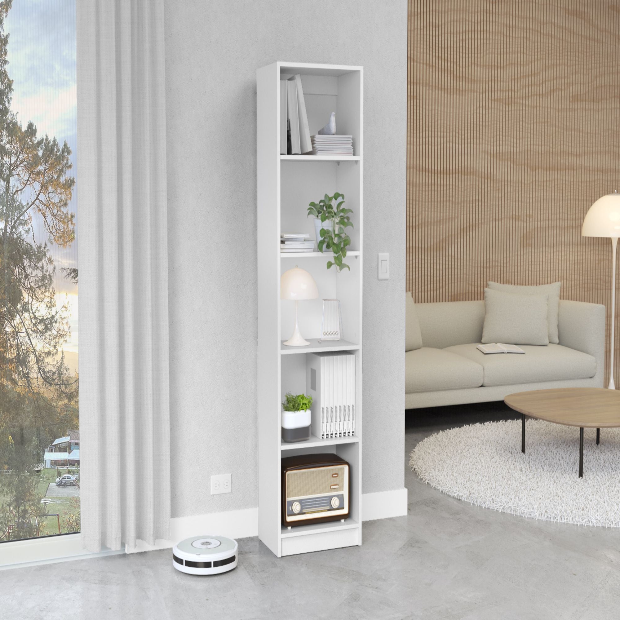 Vinton XS Bookcase – Compact 5-Shelf Bookshelf for Small Spaces