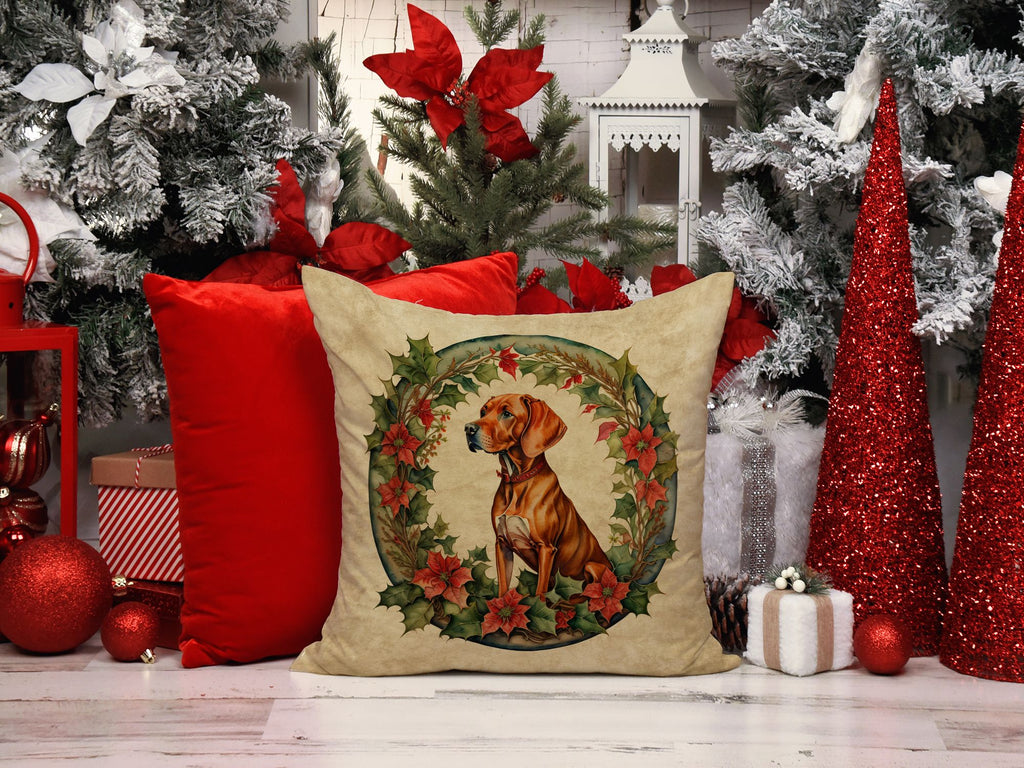 Vizsla Christmas Flowers Decorative Pillow