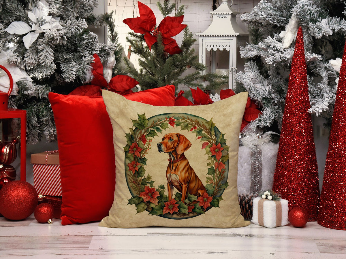 Vizsla Christmas Flowers Decorative Pillow