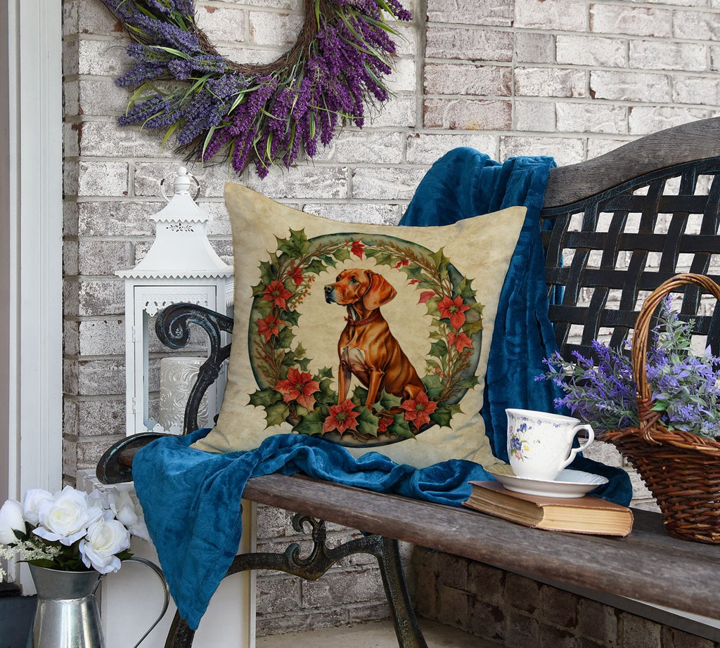Vizsla Christmas Flowers Decorative Pillow