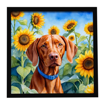 Vizsla in Sunflowers Contemporary Framed Wall Art