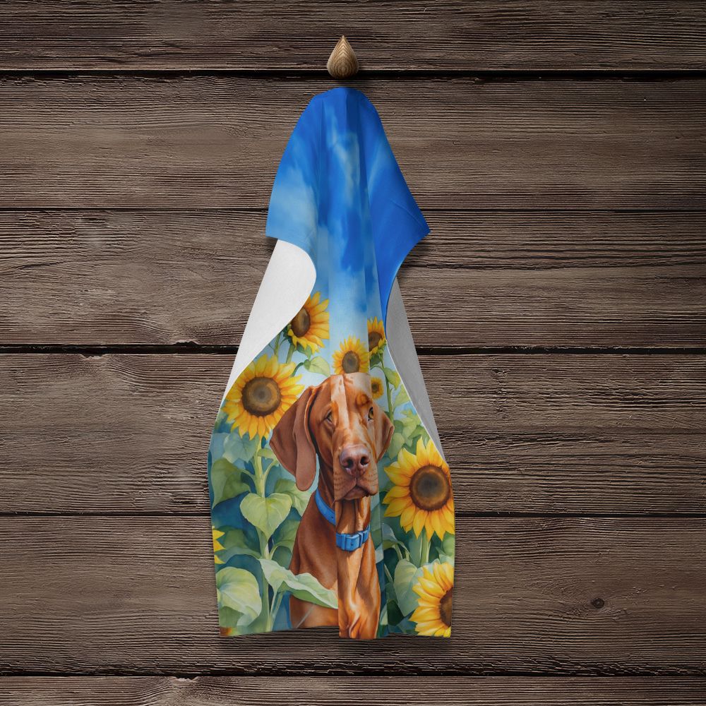 Vizsla in Sunflowers Dual-Sided Kitchen Towel