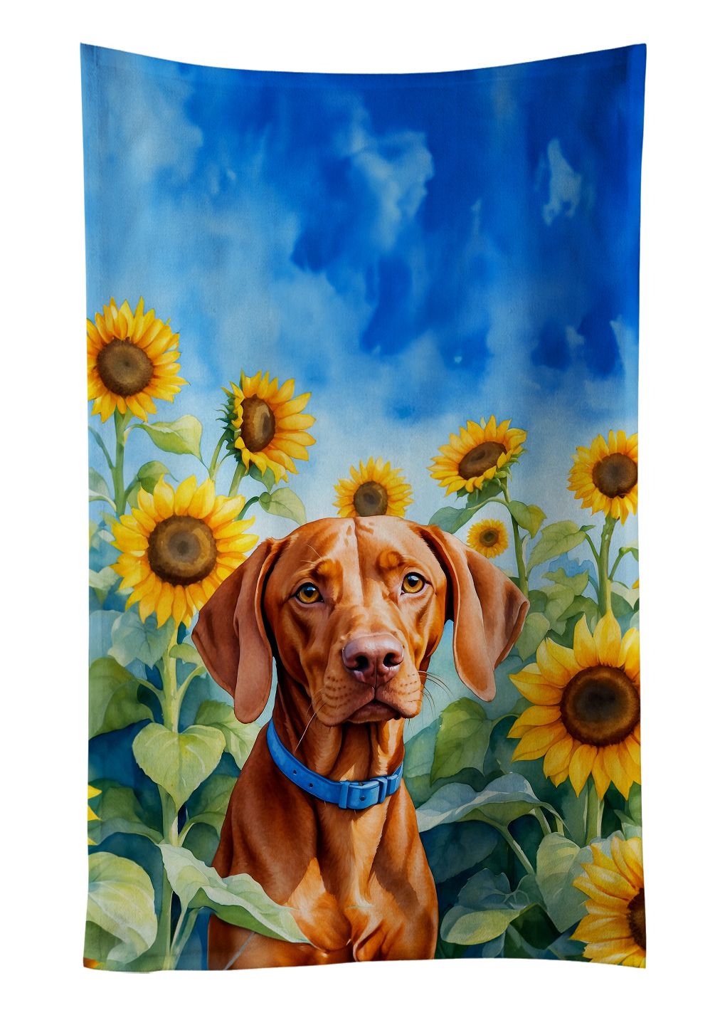 Vizsla in Sunflowers Dual-Sided Kitchen Towel