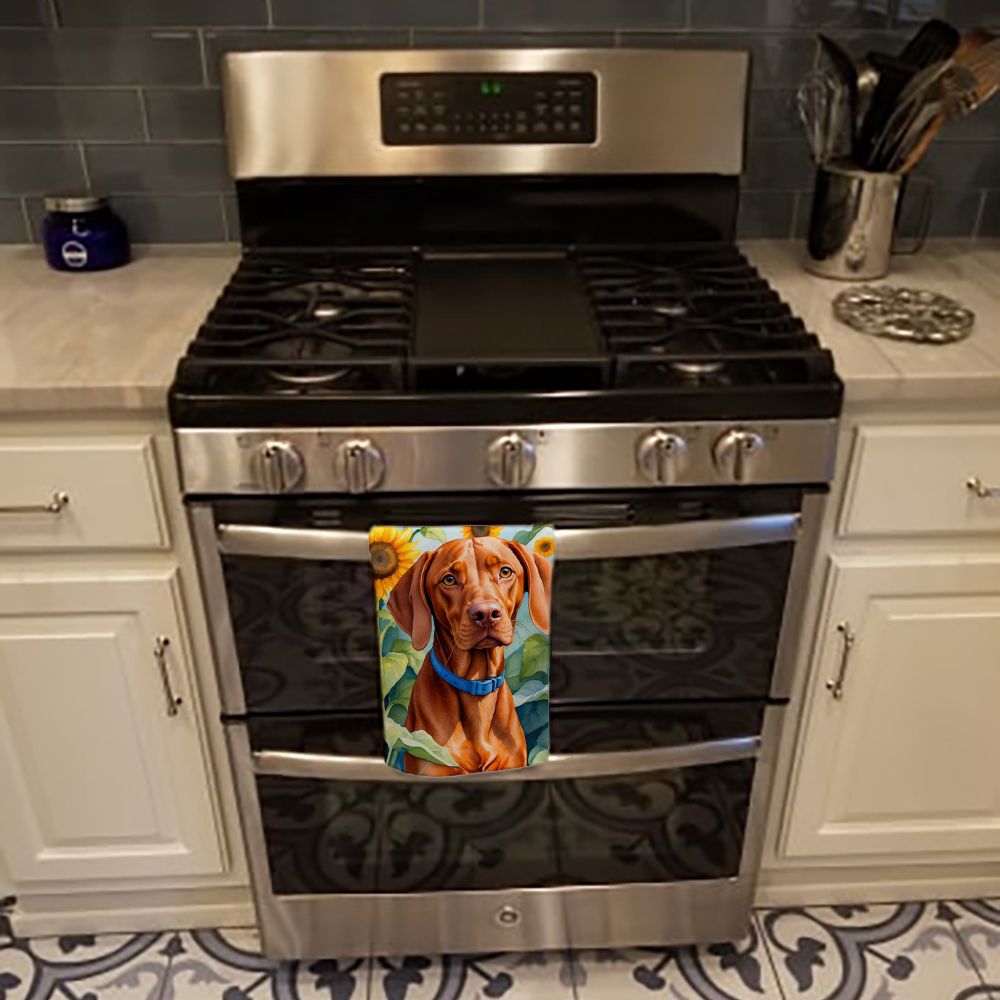 Vizsla in Sunflowers Dual-Sided Kitchen Towel