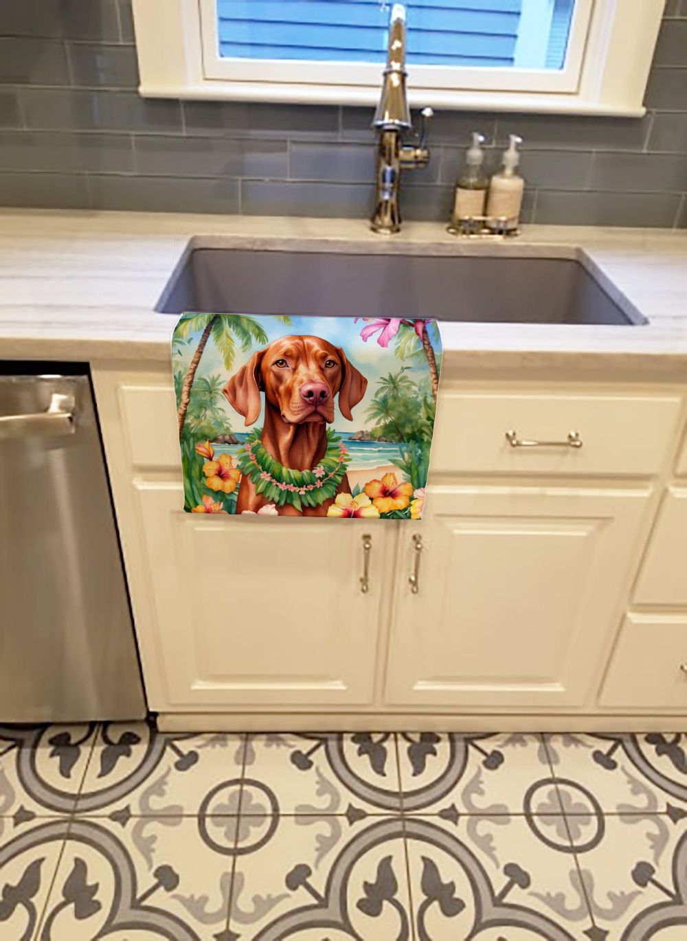 Vizsla Luau Decorative Kitchen Towel