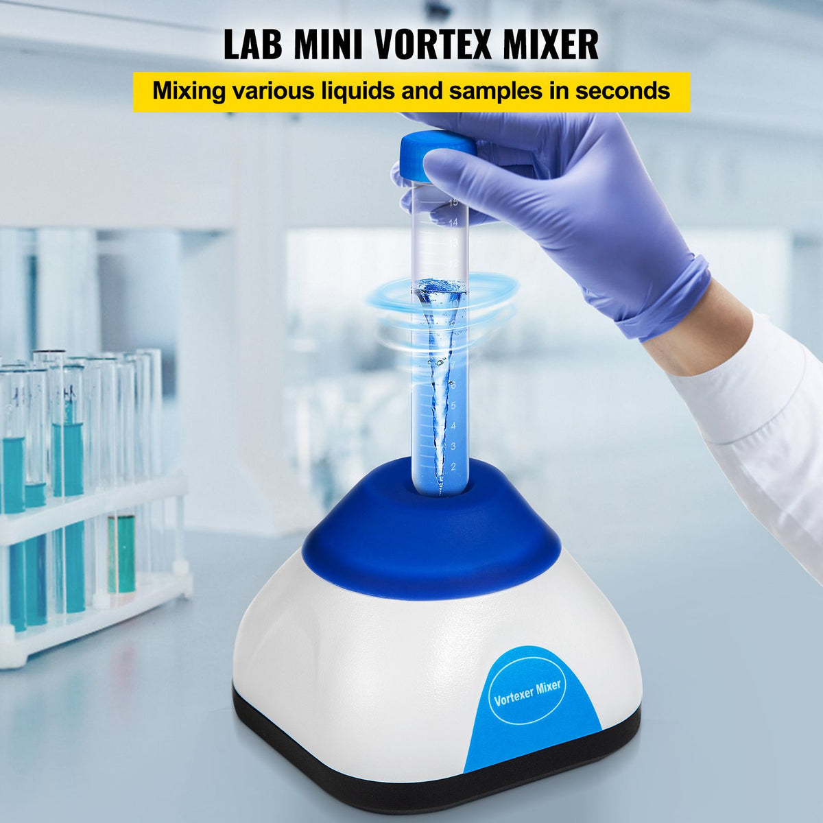Vortex Mixer, 3000RPM Mini Vortex Mixer Shaker, Touch Function Scientific Lab Vortex Shaker, Mix Up