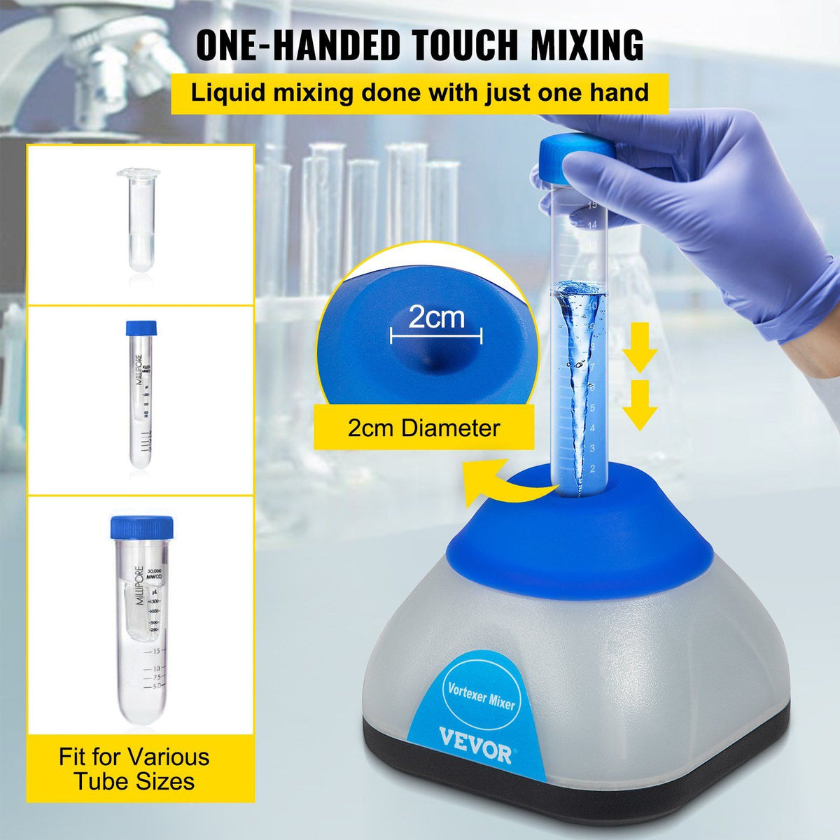 Touch-Activated Mini Vortex Mixer for Labs and Studios