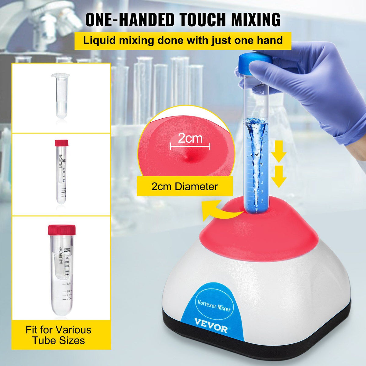 3000RPM Mini Vortex Mixer Shaker with Touch Operation