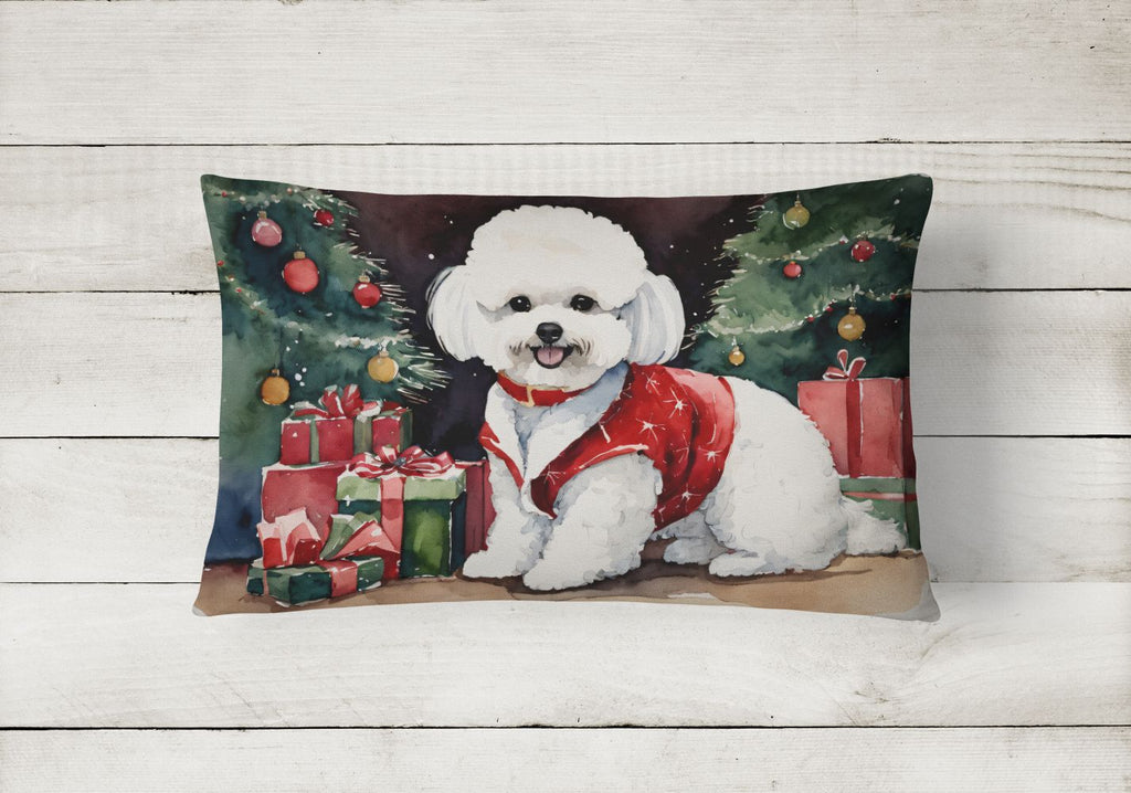 Waiting on Christmas Bichon Frise Throw Pillow
