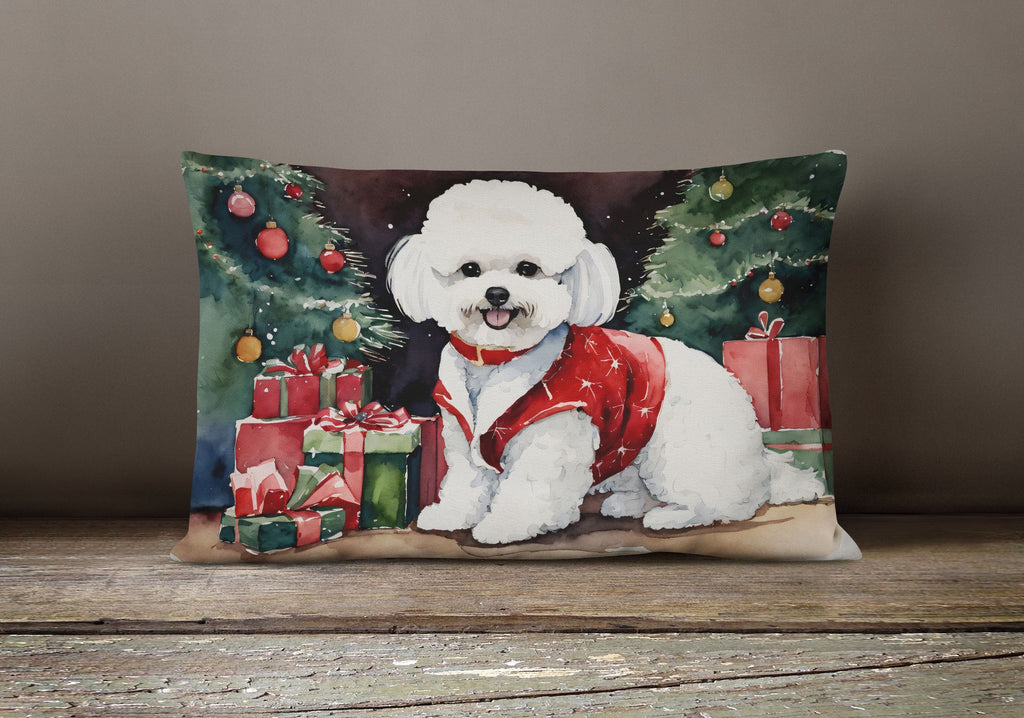 Waiting on Christmas Bichon Frise Throw Pillow