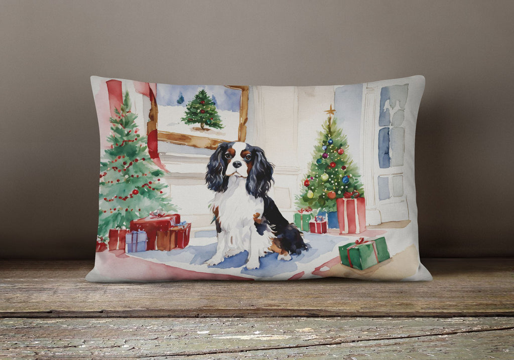 Christmas Cavalier King Charles Spaniel Throw Pillow