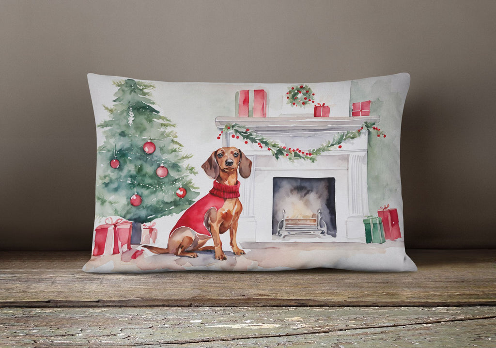 Waiting on Christmas Dachshund Throw Pillow
