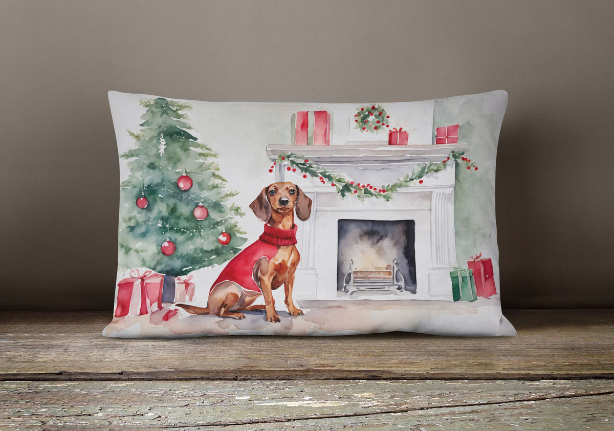 Waiting on Christmas Dachshund Throw Pillow