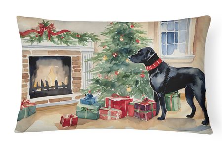 Black Labrador Waiting on Christmas Decorative Pillow