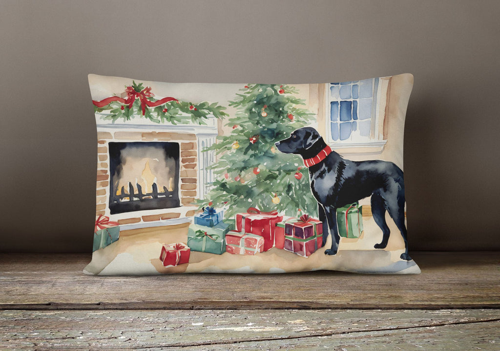 Black Labrador Waiting on Christmas Decorative Pillow