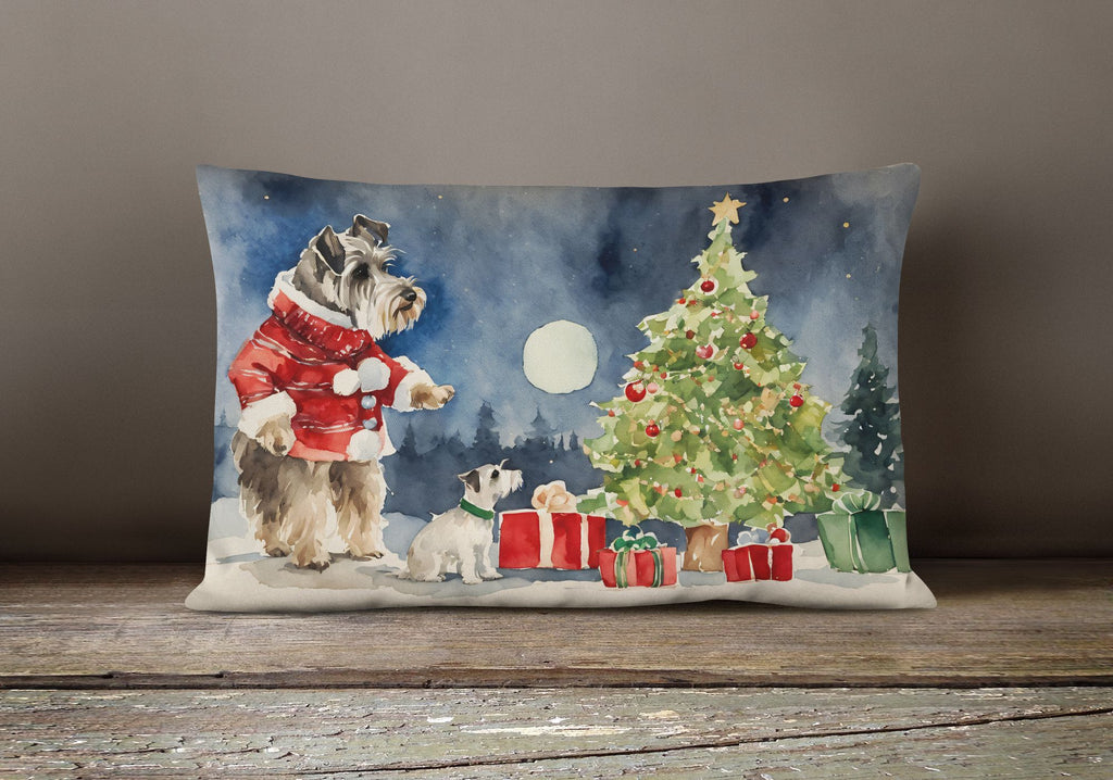 Schnauzer Waiting on Christmas Decorative Pillow