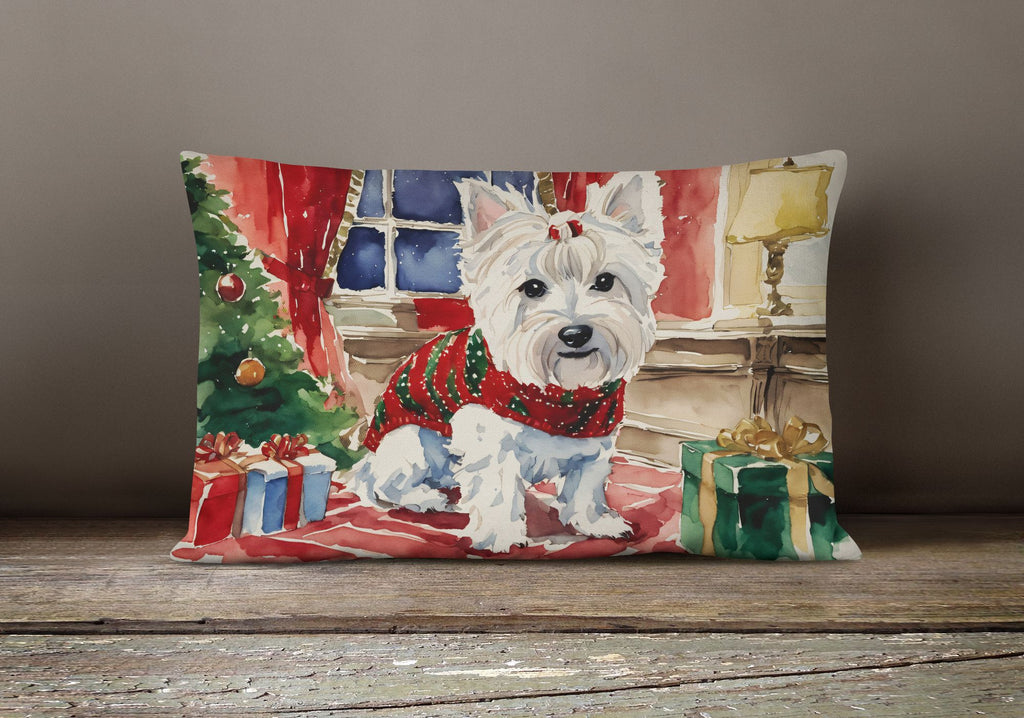 Westie Waiting on Christmas Decorative Throw Pillow