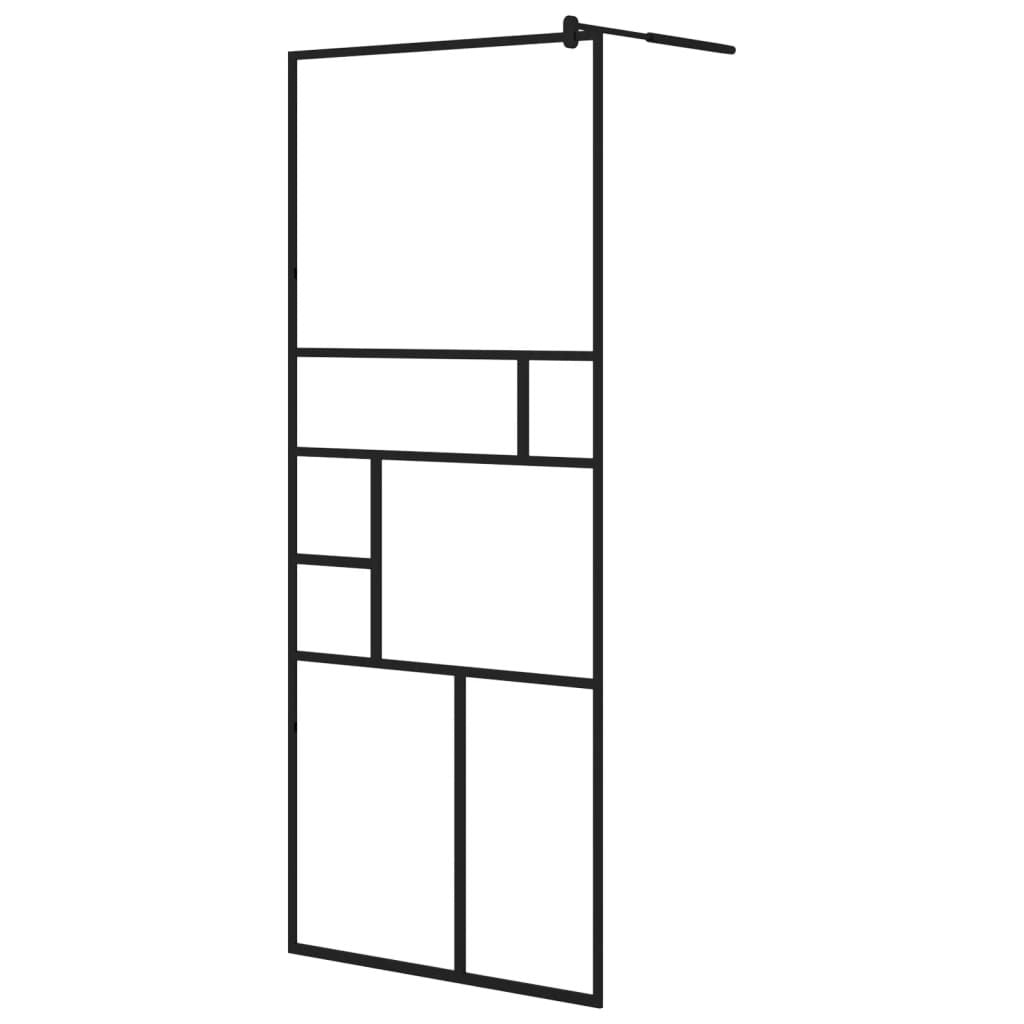 Modern Clear Walk-In Shower Wall with Black Detailing