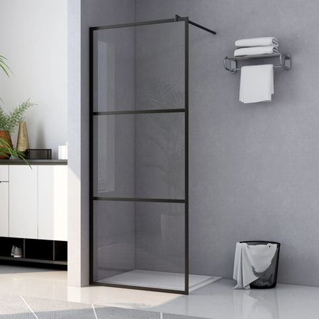 Clear Walk-In Shower Wall with Black Frame