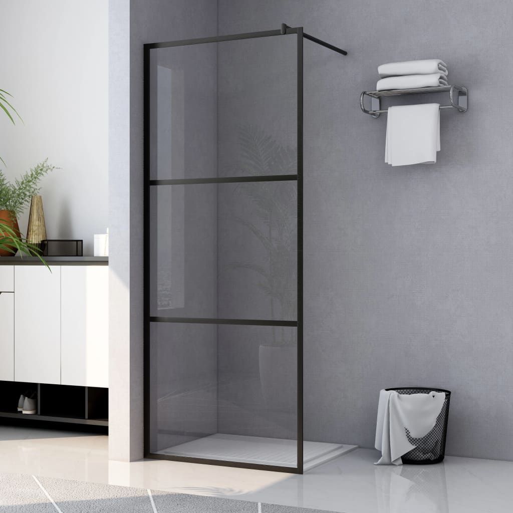 Clear Walk-In Shower Wall with Black Frame