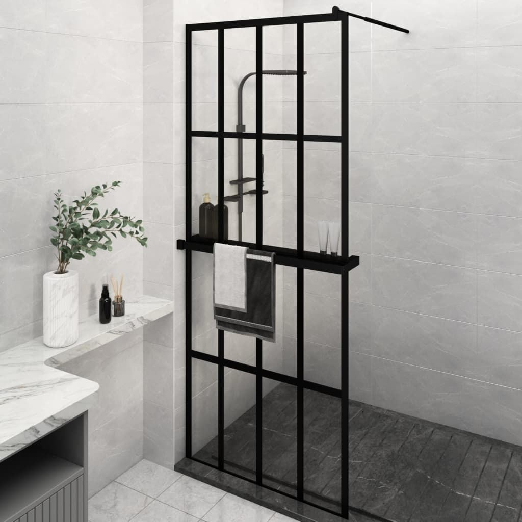 Modern Walk-In Shower Wall with Integrated Shelf