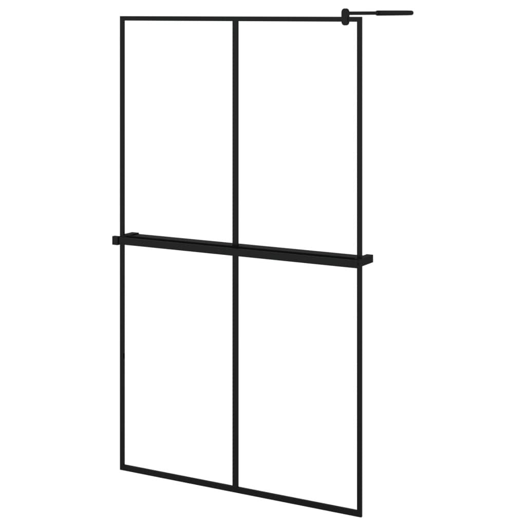 Modern Black Walk-In Shower Wall with Integrated Shelf