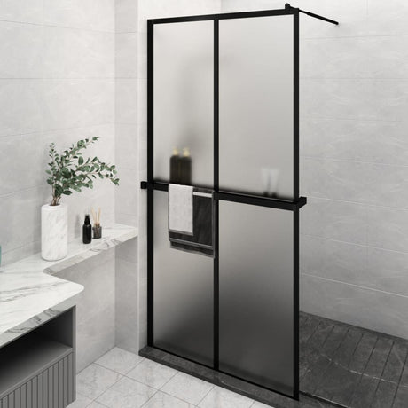 Modern Black Walk-In Shower Wall with Integrated Shelf