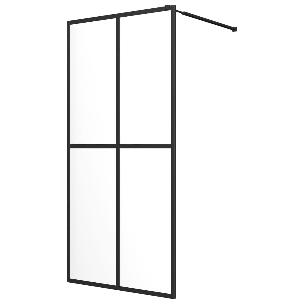 Modern Black Walk-In Shower Wall with Integrated Shelf