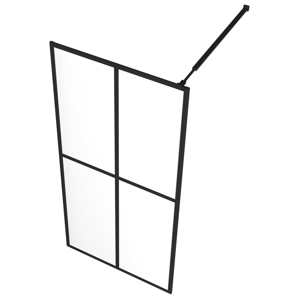 Modern Black Walk-In Shower Wall with Integrated Shelf