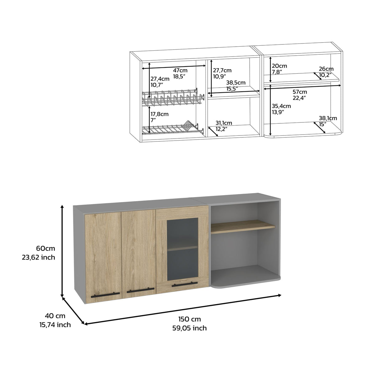 Stylish Glass Wall Cabinet for Kitchen Storage