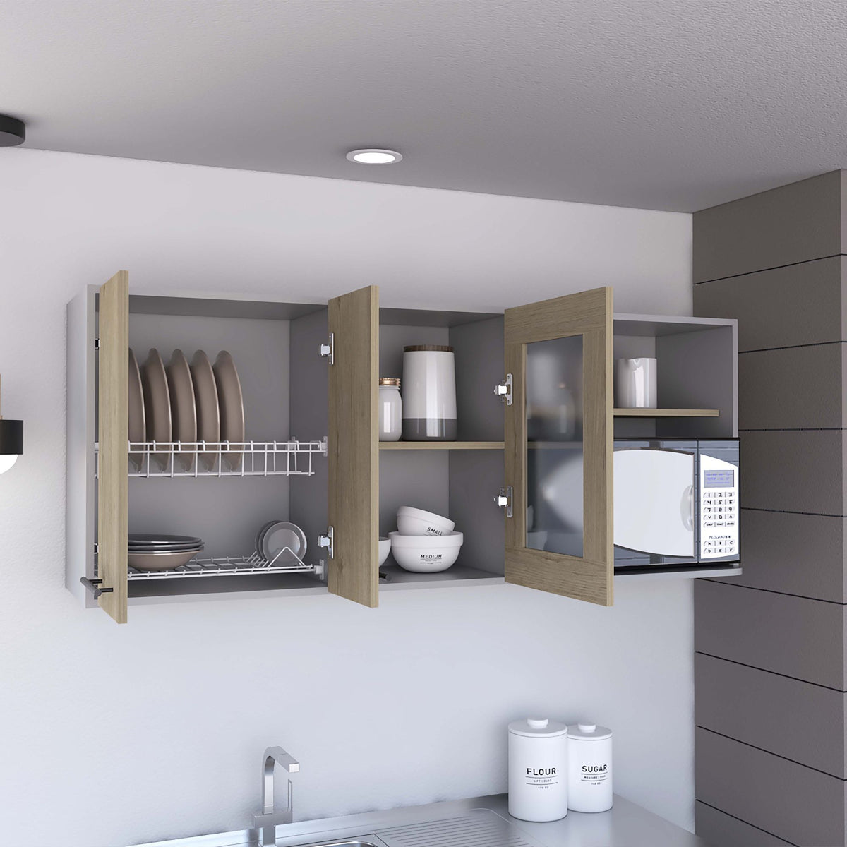 Stylish Glass Wall Cabinet for Kitchen Storage