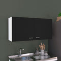 Wall Cabinet Toran with Two Shelves and Double Doors in Black Wengue Finish