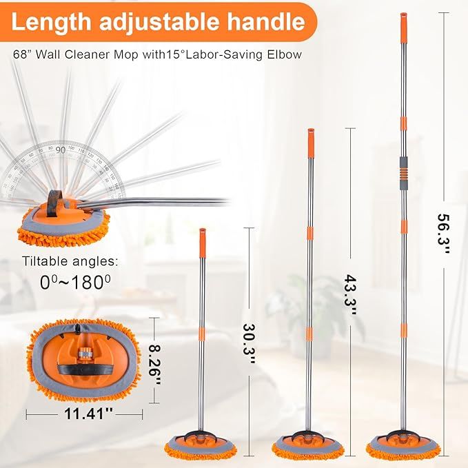 Angled Wall Cleaner Mop for Multi-Surface Dusting