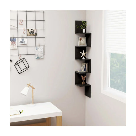 Black Wall Corner Shelf for Books and Decor