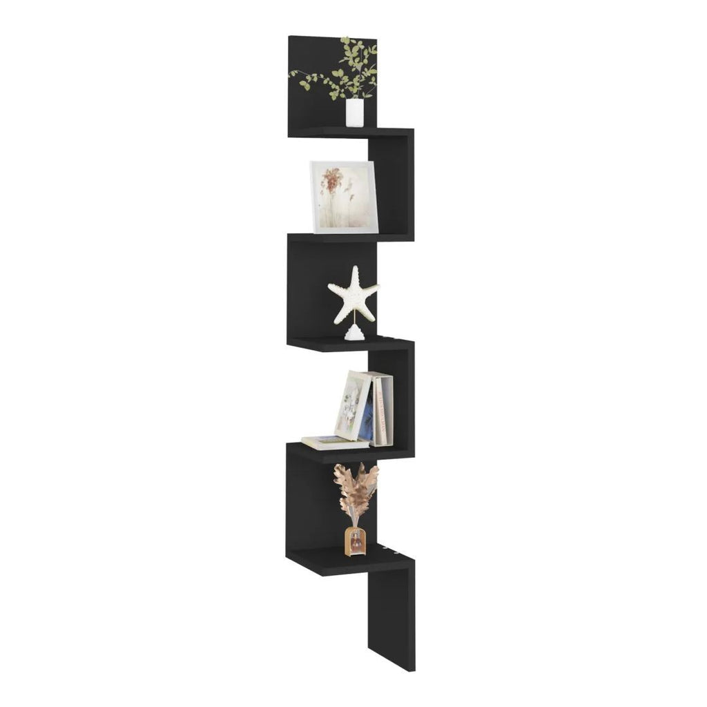 Black Wall Corner Shelf for Books and Decor