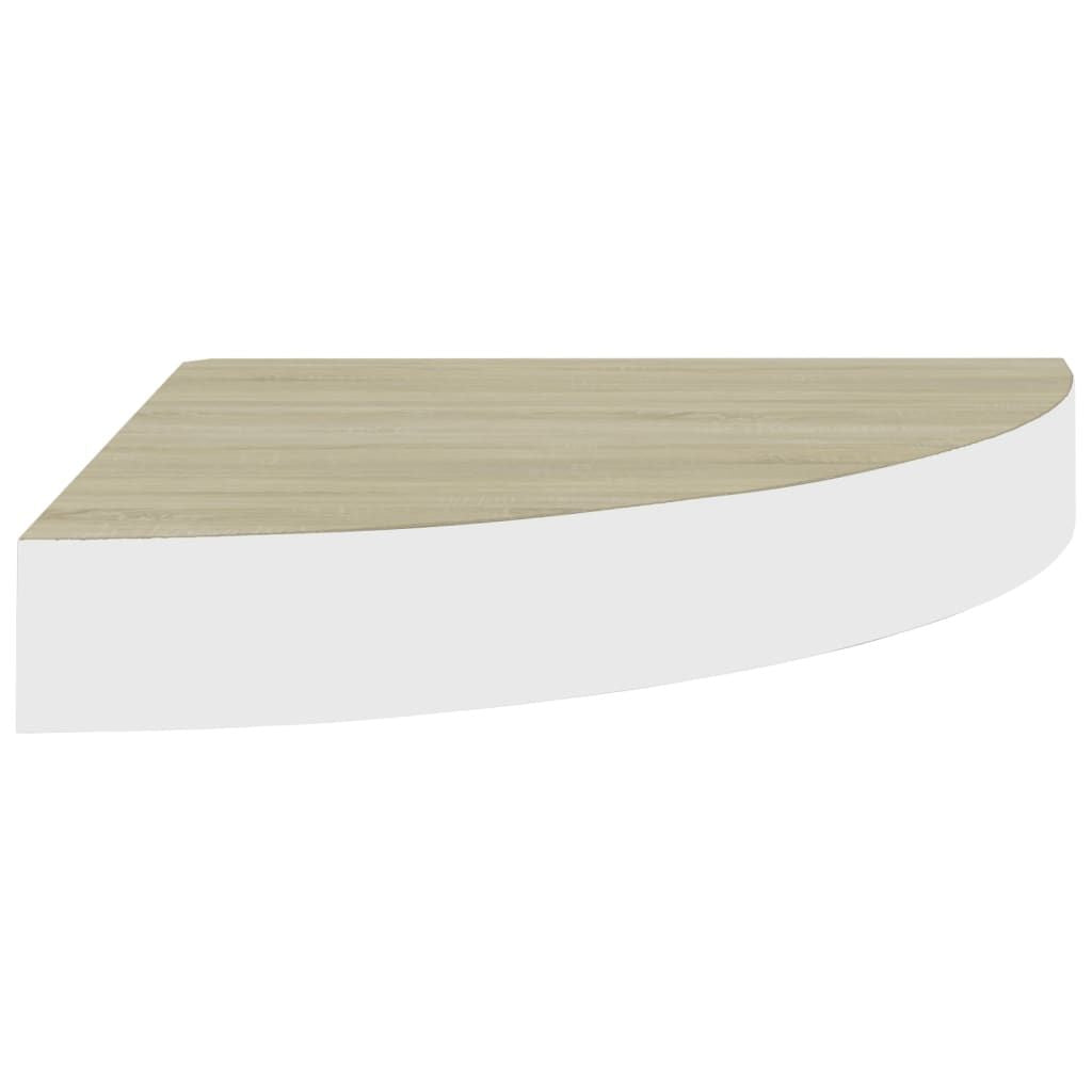 Wall Corner Shelf Oak and White 13.7"x13.7"x1. MDF