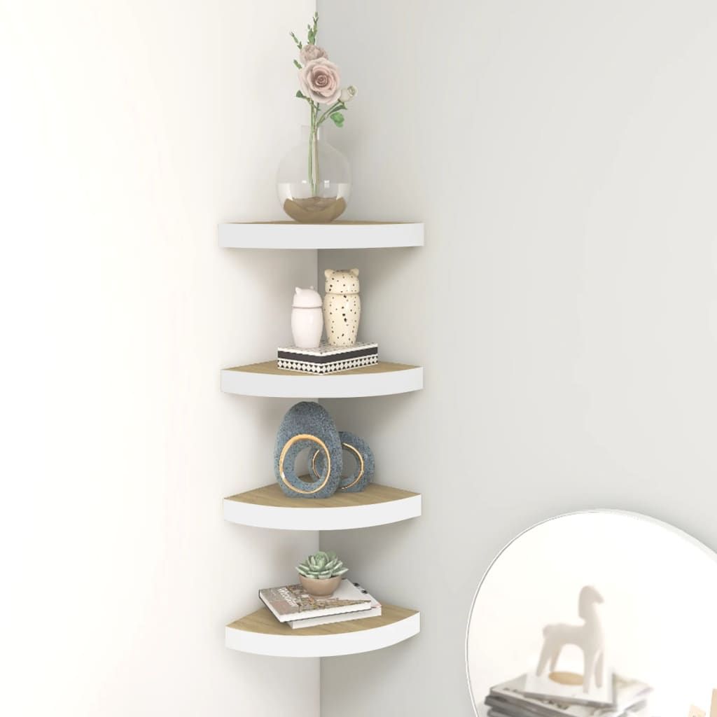 Floating Corner Display Shelves with Concealed Mounting