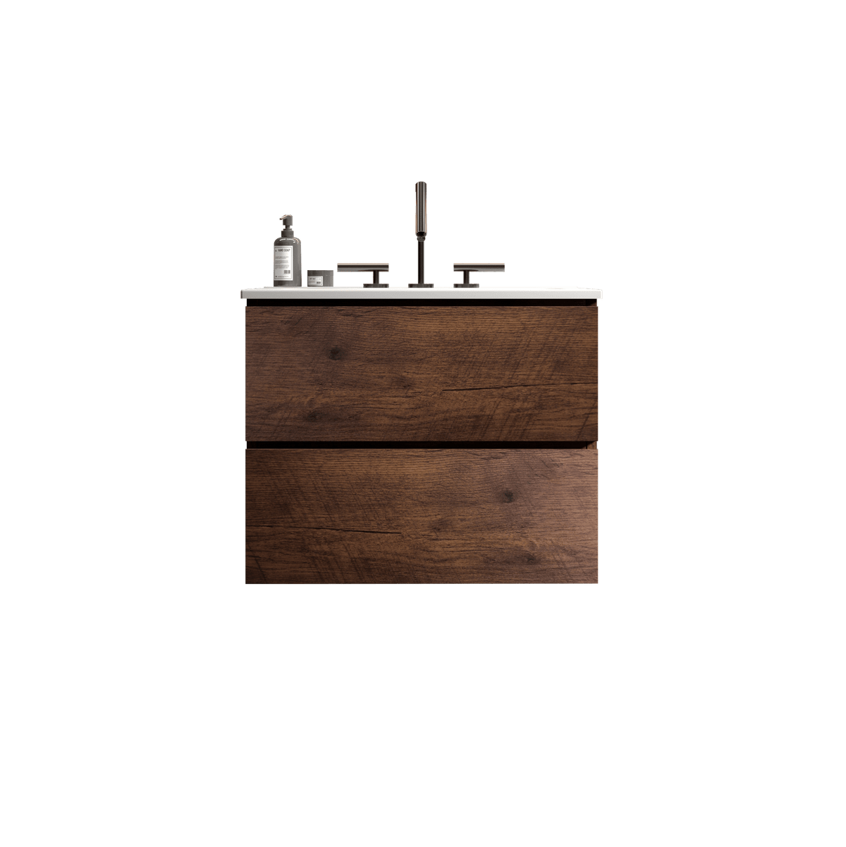 Walnut Floating Bathroom Vanity with One-Piece Sink