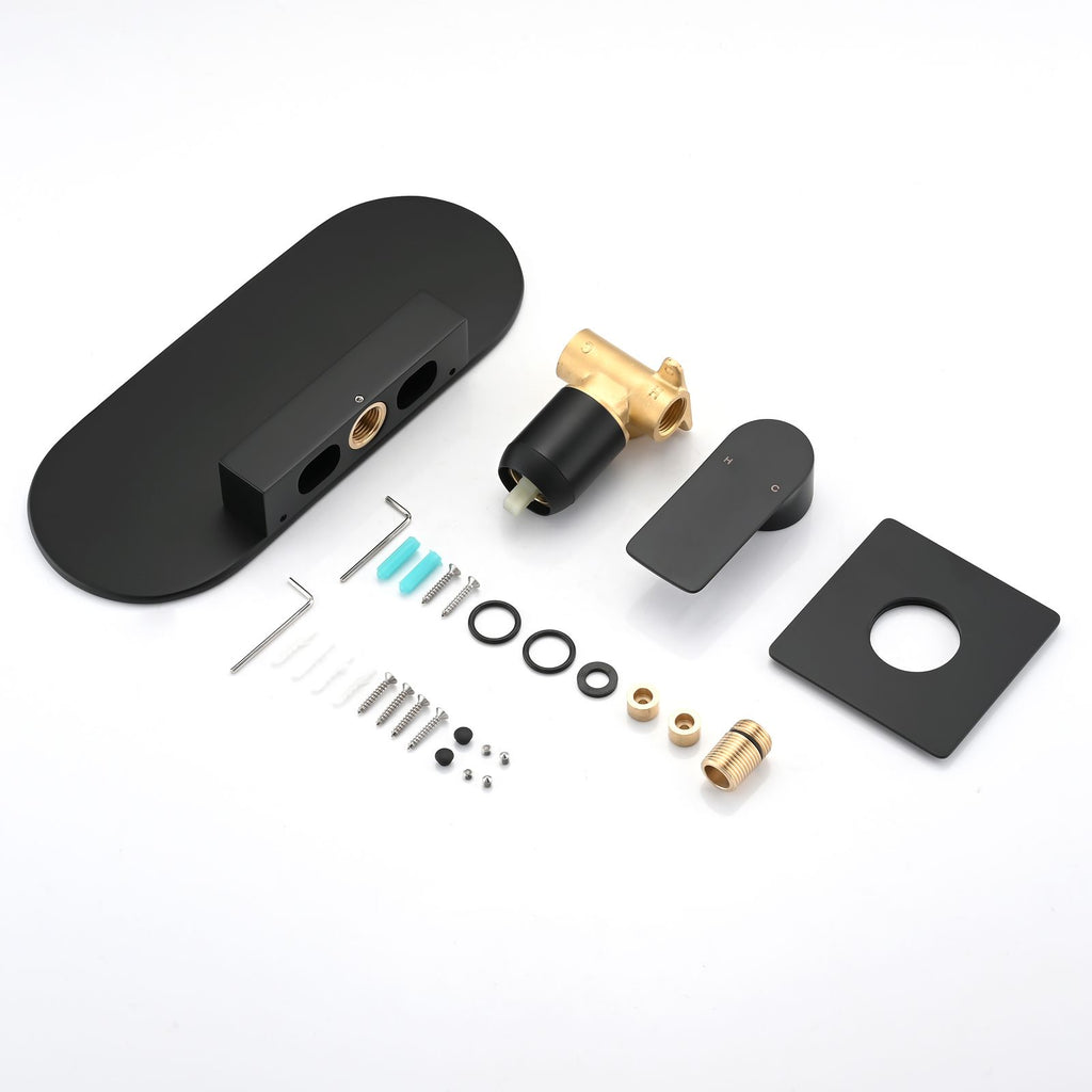 Matte Black Wall Mount Waterfall Bathroom Faucet