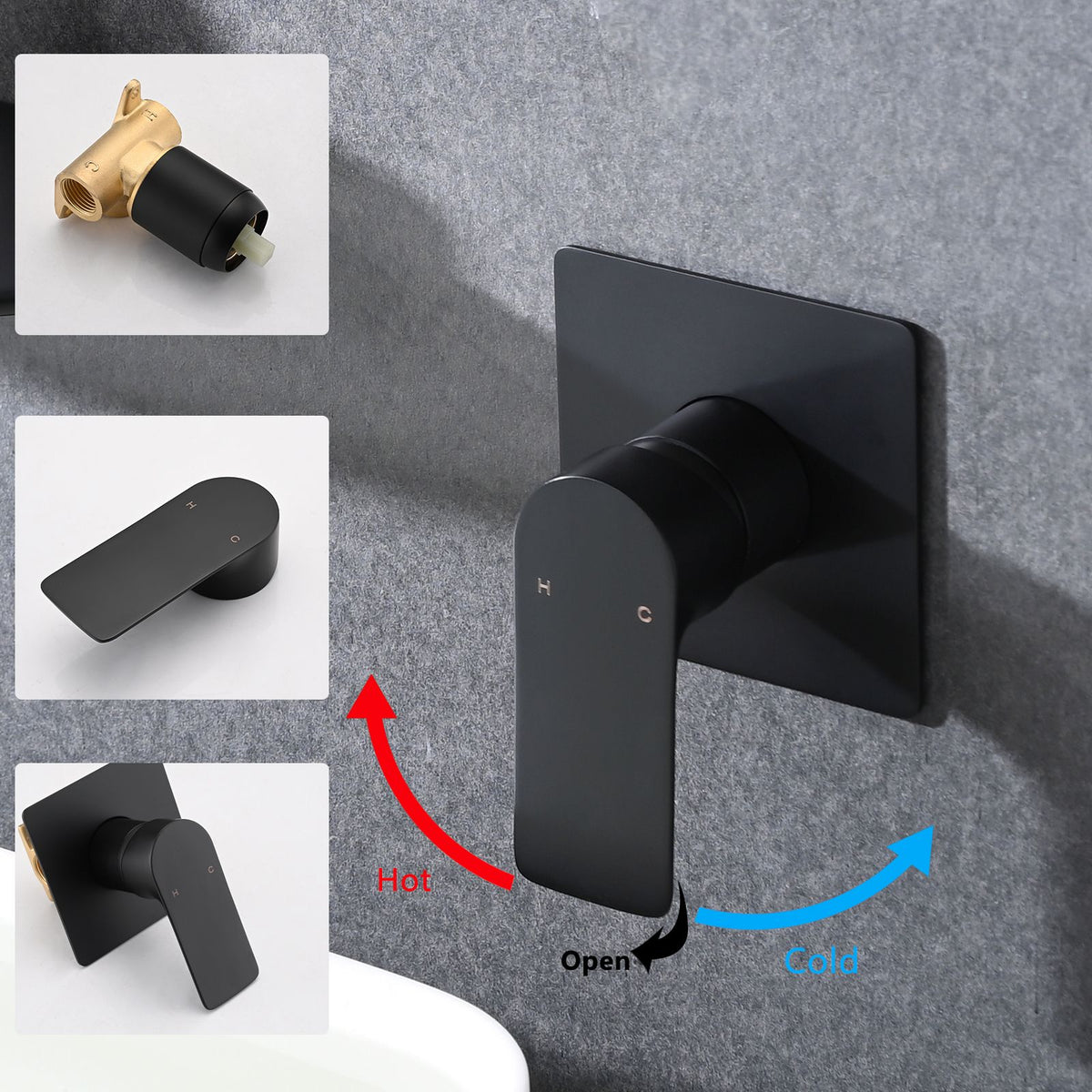 Matte Black Wall Mount Waterfall Bathroom Faucet