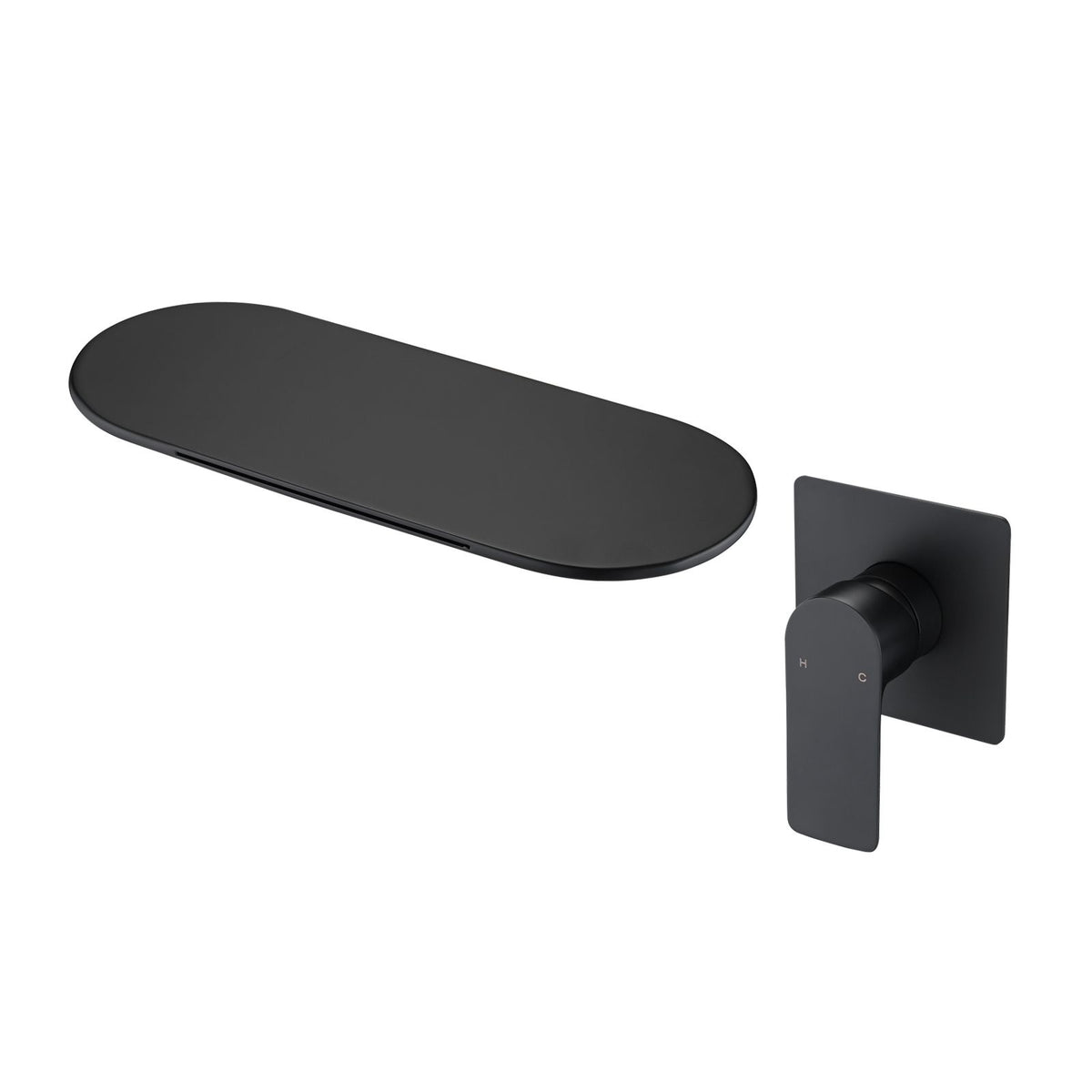 Matte Black Wall Mount Waterfall Bathroom Faucet