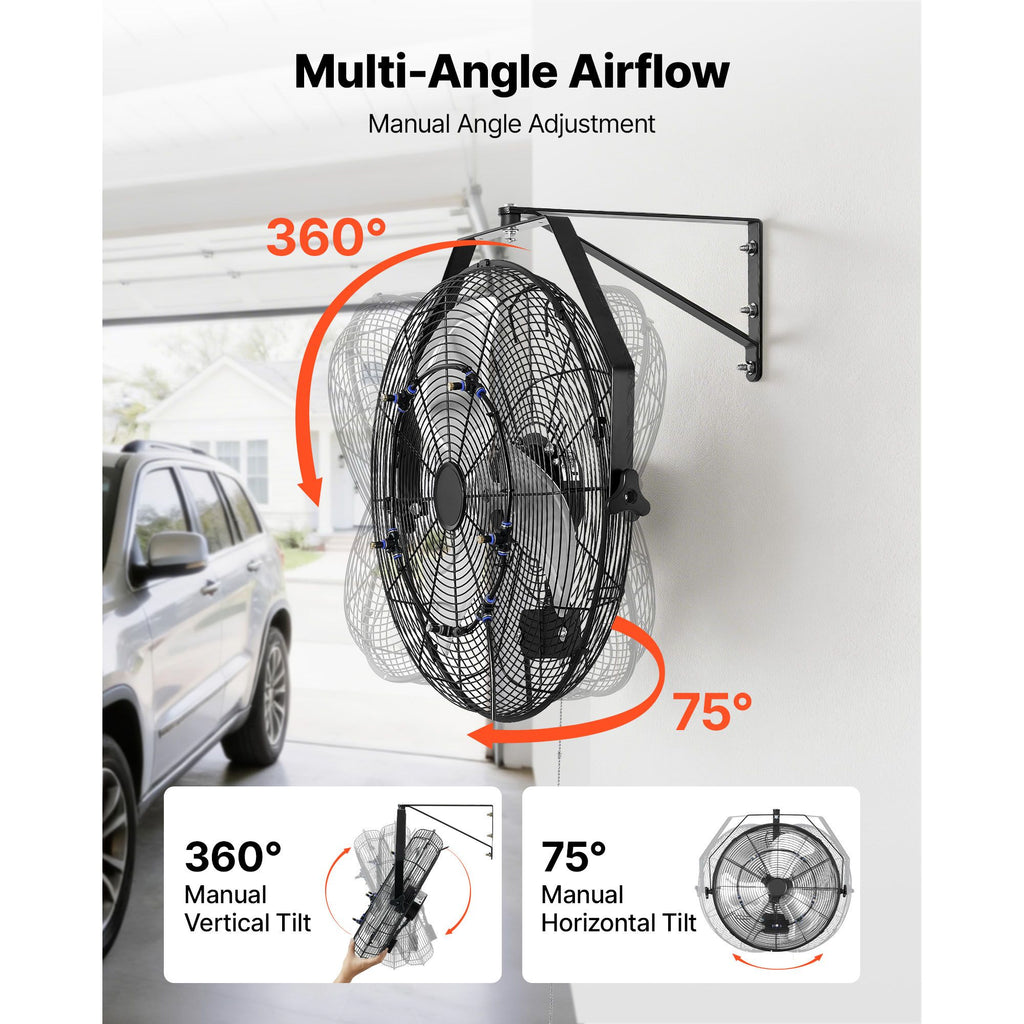 20- Wall Mount Fan with Misting Function – Powerful Cooling for Workshop & Garage