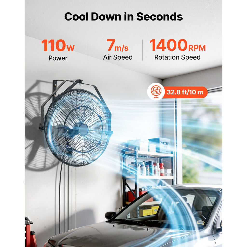 20- Wall Mount Fan with Misting Function – Powerful Cooling for Workshop & Garage