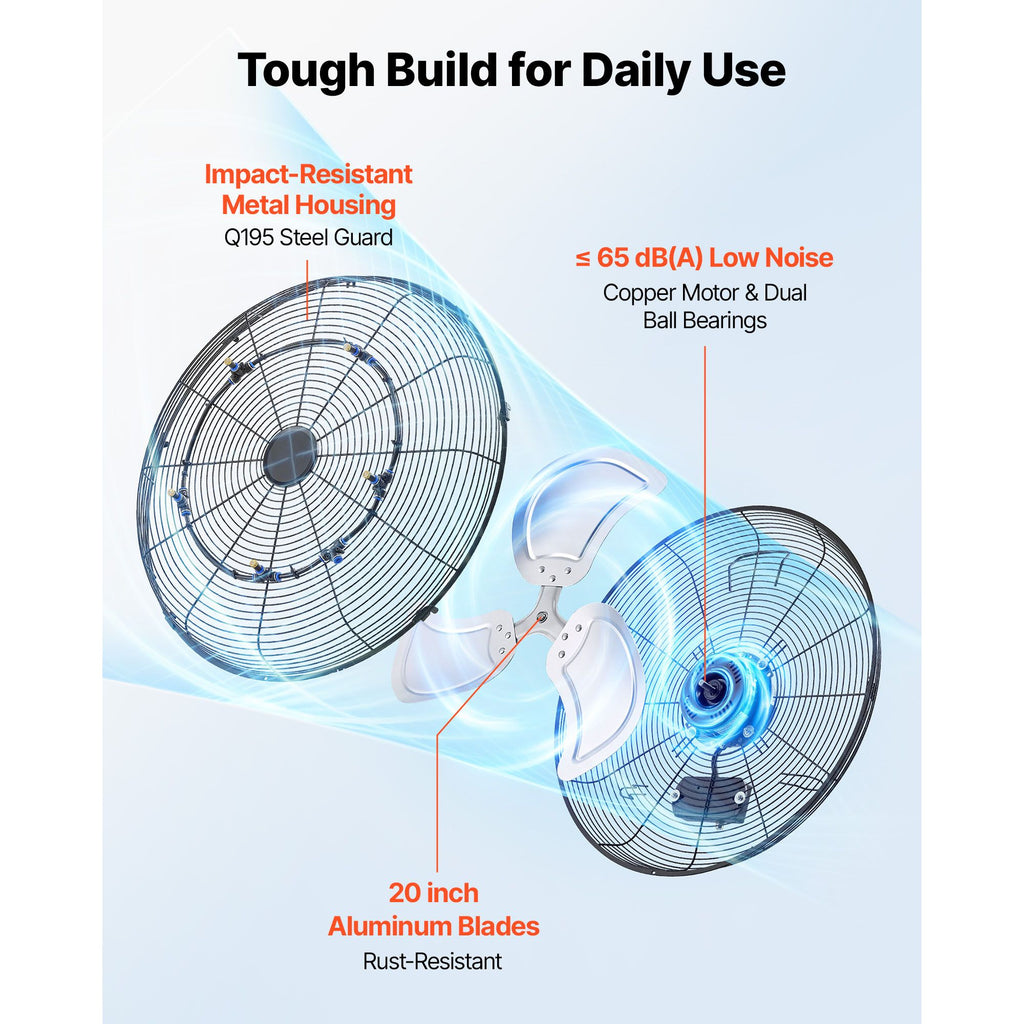 20- Wall Mount Fan with Misting Function – Powerful Cooling for Workshop & Garage