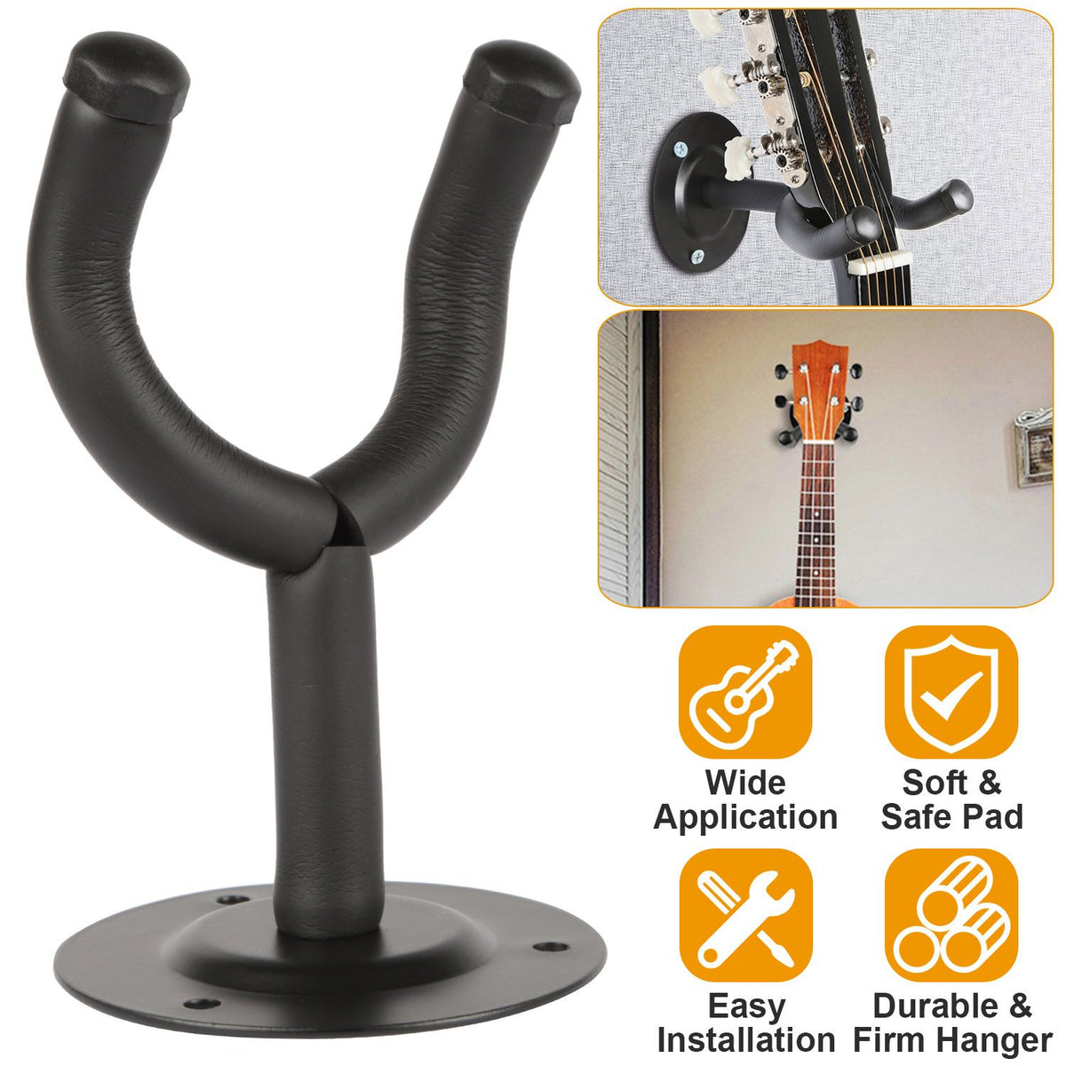 Padded Wall-Mount Hanger for Guitars