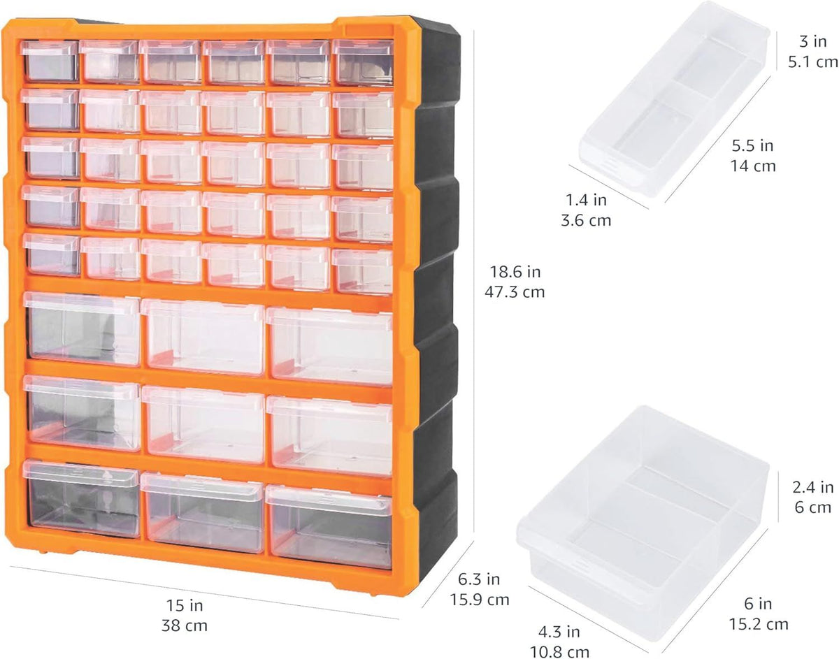 Wall-Mount 39-Drawer Hardware and Craft Storage Cabinet Organizer