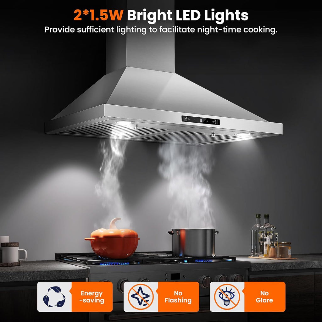 700 CFM Wall Mount Range Hood with Gesture and Touch Control
