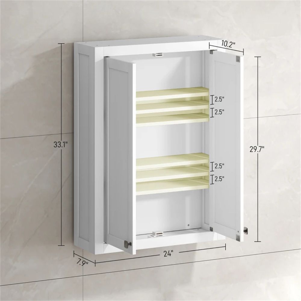 Wall Mounted Bathroom Cabinet with Adjustable Shelves