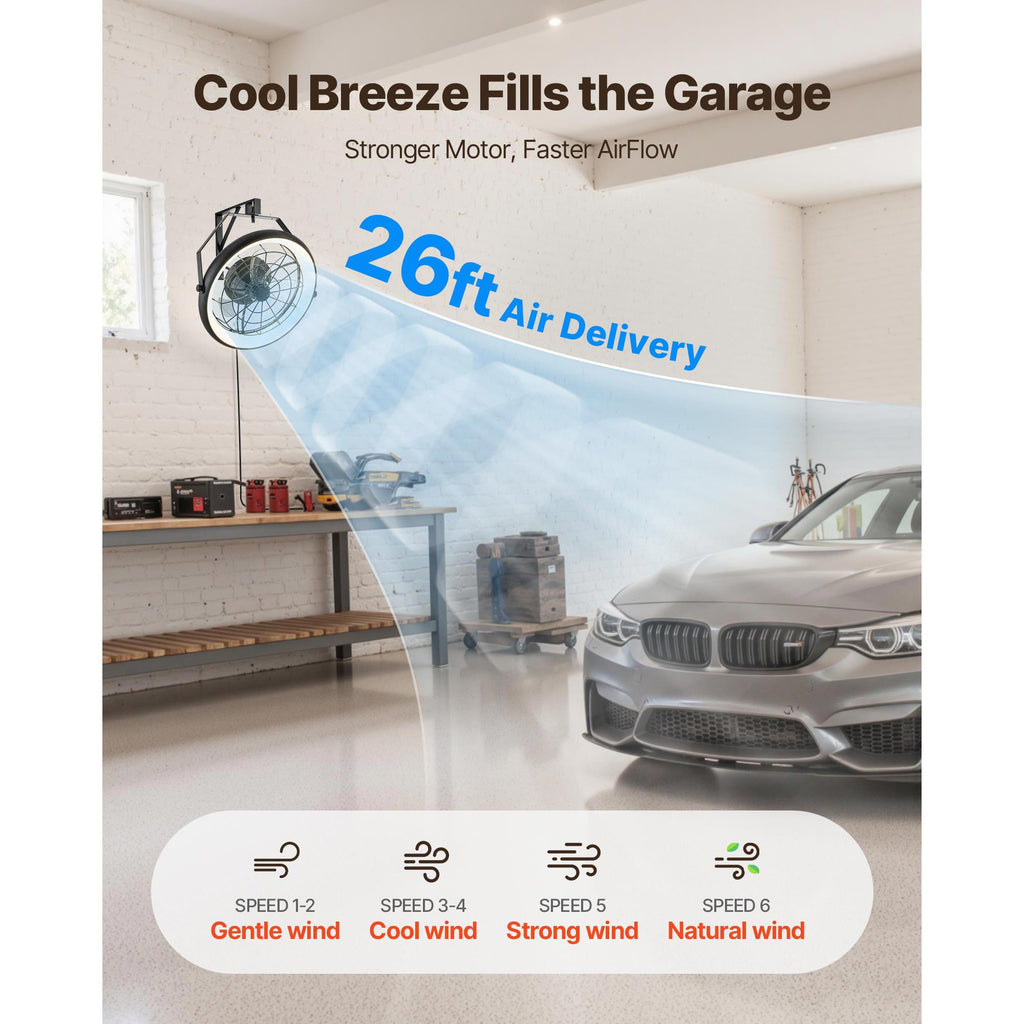 22 Wall Mount Fan with Lights and Remote – Reversible, Dimmable, 360° Tilt
