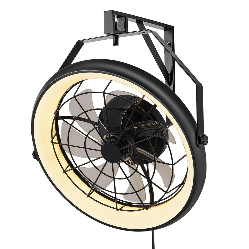 22 Wall Mount Fan with Lights and Remote – Reversible, Dimmable, 360° Tilt